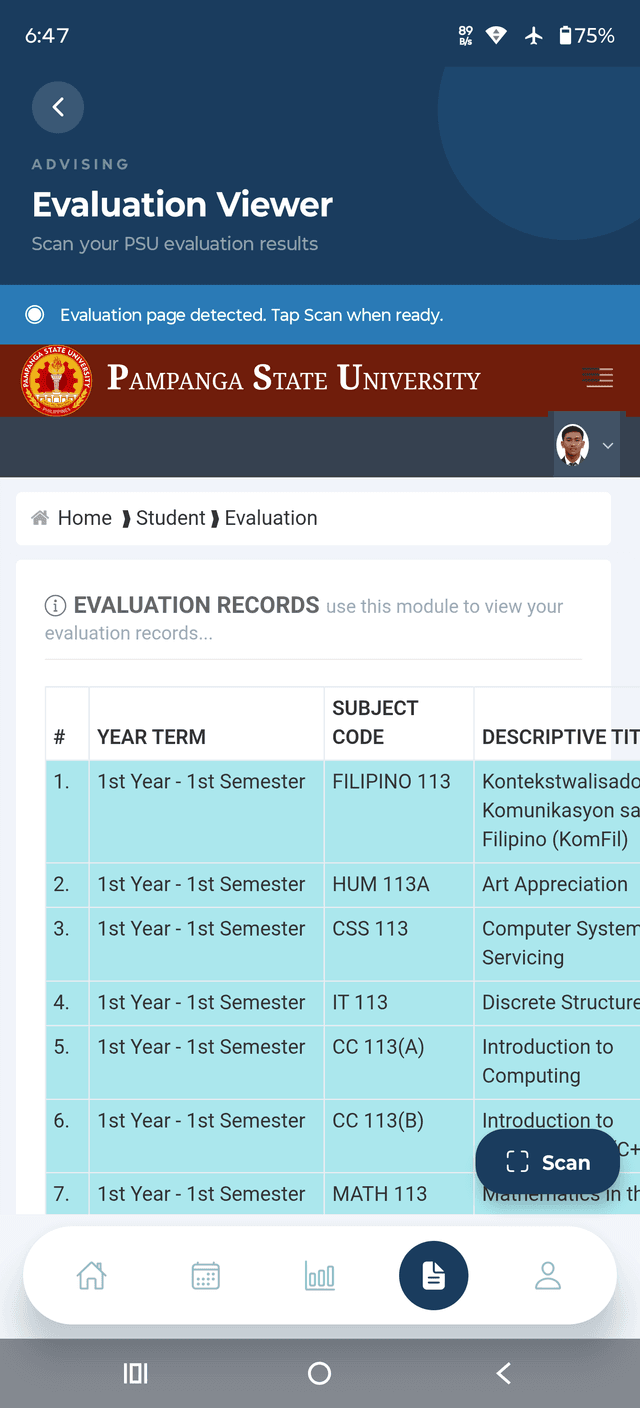 Evaluation Viewer — scan your PSU evaluation