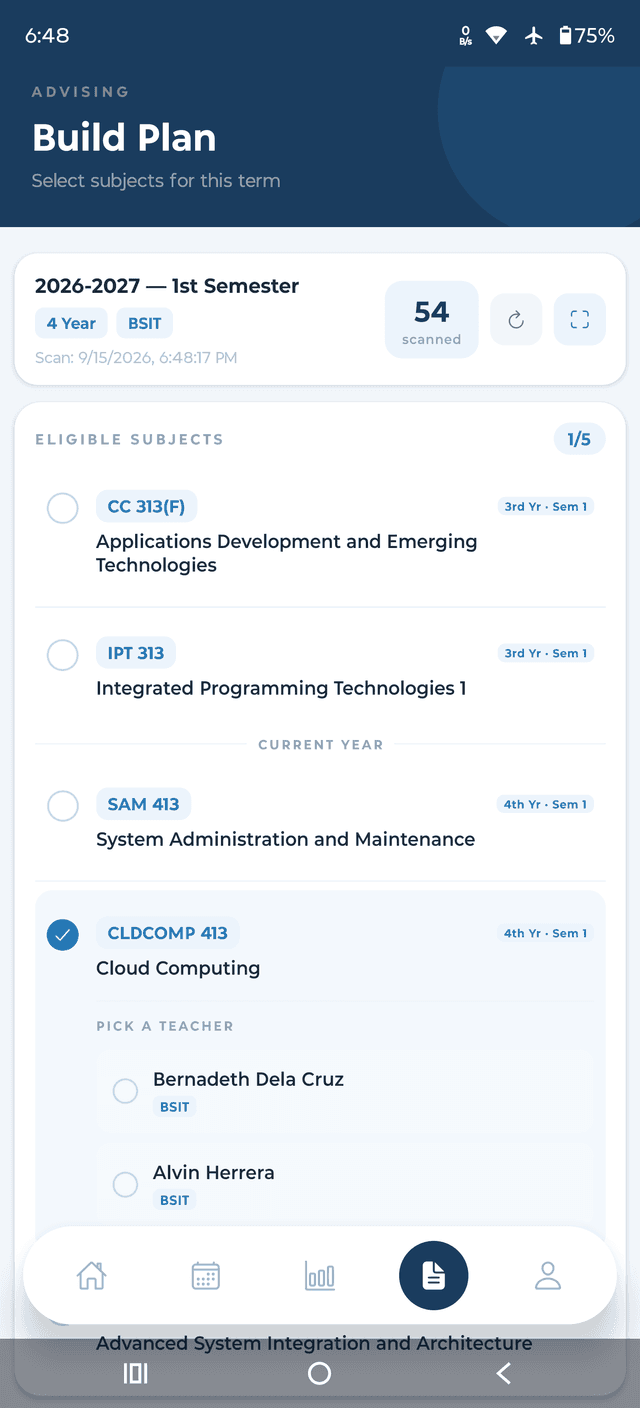 Build Plan — pick a teacher for your subject